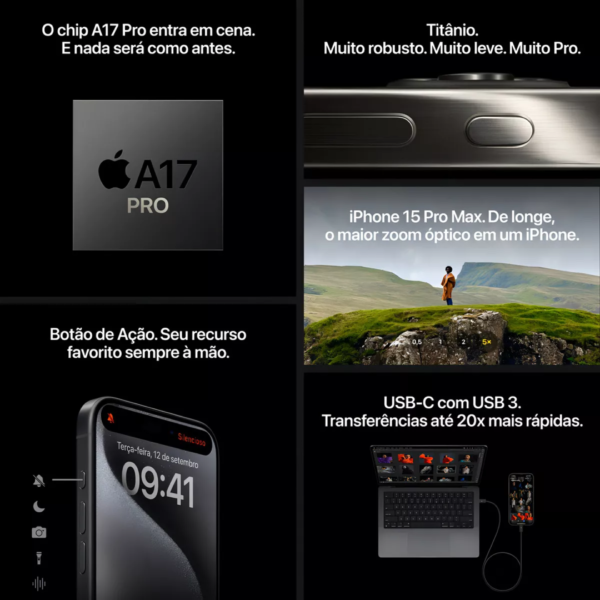 iPhone 15 PRO MAX 1TB eSIM- Titânio Preto - Image 9